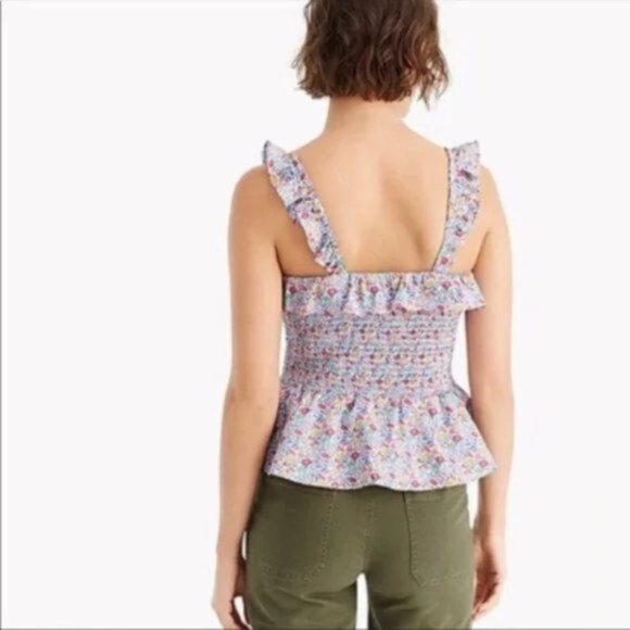 J.Crew x Liberty M Tank Top Favourite Flowers Print Floral Print Smocked - Picture 2 of 10